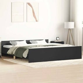 vidaXL Cadru pat metalic cu tăblii de cap/picioare, negru, 200x200 cm