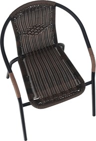 Scaun stivuibil, răchită sintetică maro/metal negru, DOREN