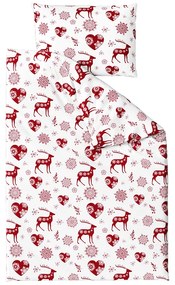 Lenjerie de pat din bumbac alba HEARTS AND REINDEER Dimensiune lenjerie de pat: 70 x 90 cm | 140 x 200 cm
