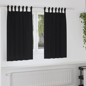 vidaXL Perdele opace cu perdele 2 pcs Negru 140 x 140 cm Poliester