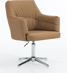 HR840CROSS Scaun Caramel Piele Ecologica Premium Soft cu Bază Cromata