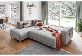 Colțar gri deschis extensibil/cu spațiu de depozitare (cu colț pe partea stângă/în formă de ”L”) Classy Sophie – Miuform