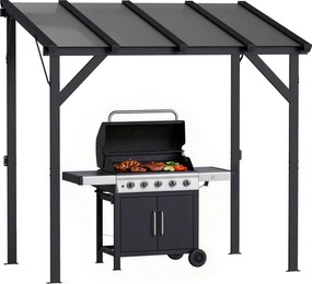 Outsunny Pavilion pentru grătar 2,44 x 1,48 m pavilion de grădină cu acoperiș înclinat, pavilion de grădină cu protecție UV50+ Gri închis | Aosom Romania