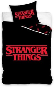 Lenjerie de pat din bumbac Stranger Things Black,140 x 200 cm, 70 x 90 cm