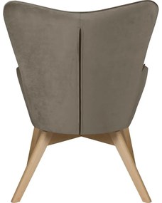 Fotoliu cu taburet maro deschis cu tapițerie din catifea Niko – Ropez