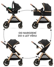 Cărucior de copii combinat 3 în 1 KINDERKRAFT ESME Pure black + scaun auto MINK PRO