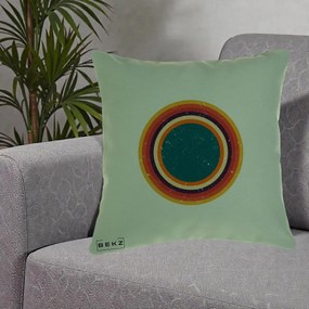 Perna Decorativa Retro Cerc Concentric Geometric Vintage, 40x40 cm, Verde, Husa Detasabila, Perna Inclusa, BEKZ®