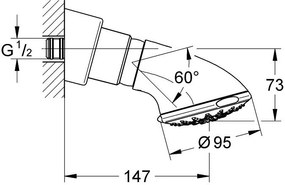 Palarie dus fix Grohe Relexa 100 Five, cu 5 jeturi