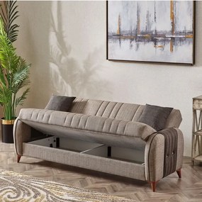 Canapea extensibila cu spatiu de depozitare 220x87x93 cm – stofa maro – Elegance
