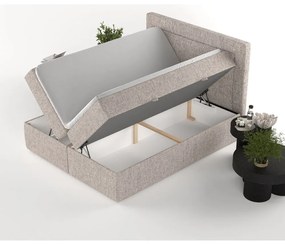 Pat boxspring maro deschis cu spațiu de depozitare 160x200 cm Imagine – Maison de Rêve