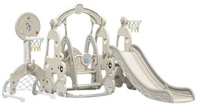 Tobogan 6 in 1 Pentru Copii NOVOKIDS™ Wonder Plus Moon Slide, Cu Leagan si poarta fotbal, Pentru Interior si Exterior, 187 centimetri panta