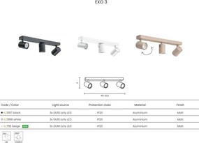 Plafoniera cu Spoturi aplicat directionabil de tavan/plafon EXO 3 bej