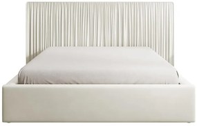 Pat matrimonial 160 cm Thala 160 (cu somieră) (cu sp. depozitare) (crem + negru). 1099732