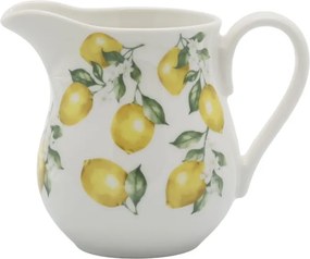 Carafă din porțelan alb cu motiv lămâi, 10x8 cm, „Maison Citron"