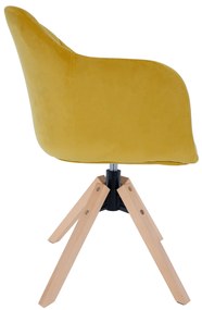 Fotoliu rotativ, textil Velvet, galben/fag, DALIO