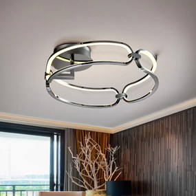 Lustra LED aplicata design ultra-modern, dimabila cu telecomanda, Ã47cm Colette crom