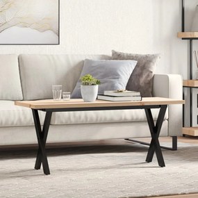 vidaXL Masă de cafea, cadru X, 110x40x45,5 cm, lemn masiv pin și Oţel