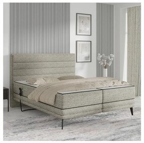 Pat tapițat reglabil electric MILA 160x200 cm, gri, cu saltele