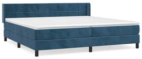 3130983 vidaXL Pat box spring cu saltea, albastru închis, 200x200 cm, catifea