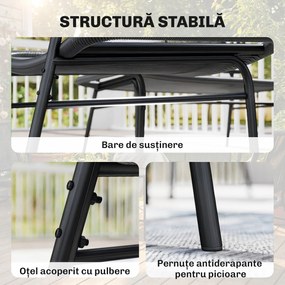 Outsunny Set Mobilier Grădină Ratan 4 Piese, Canapea pentru Exterior cu Măsuță Metalică, Negru | Aosom Romania