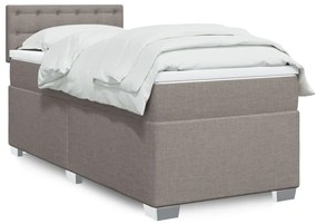 vidaXL Pat box spring cu saltea, gri taupe, 90x200 cm, textil