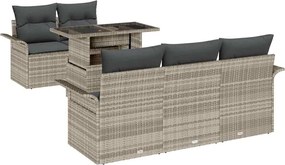 vidaXL Set de canapele pentru grădină 6 pcs Gri deschis Poli Rattan