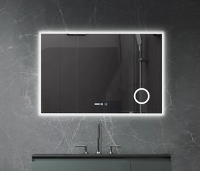 RESIGILAT- Oglindă baie, Multifuncțională, Iluminare LED Touch în 3 culori, Sistem Dezaburire, Lupă, Ceas încorporat, 120x80 cm