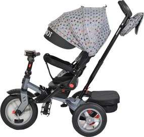 Tricicleta cu copertina Novokids™ Tornado , Cu melodii si lumini, Roti gomflabile din cauciuc, Pozitie somn, Scaun reversibil cu invartire 360 grade