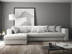 Colțar extensibil dumonde cu ladă de depozitare si sezut confortabil din spuma high-density, Gloria Zoom Cream 320x183 cm