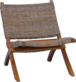 vidaXL Scaun relaxare, natural, ratan kubu și lemn masiv de mahon