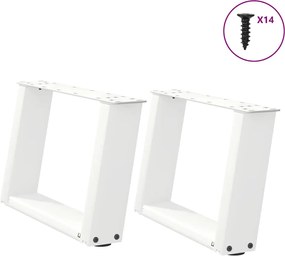 vidaXL Picioare pentru măsuță de cafea în formă de U, 2 buc., alb, 40x(30-31) cm, oțel
