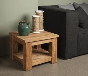 Masuta de cafea patrata din lemn cu spatiu de depozitare 60x60x45 cm maro