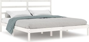 vidaXL Cadru de pat fără saltea, alb, 200x200 cm, lemn masiv pin