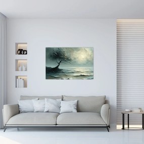 Tablou - pictură în ulei de un copac cu oceanul (90x60 cm)