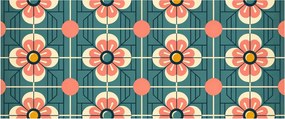 Tablou - Model retro cu flori (120x50 cm)