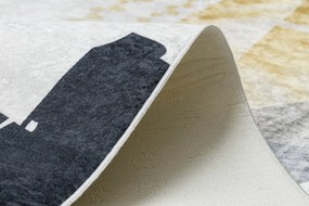 ANDRE 1097 covor lavabil Abstracțiune anti-alunecare - alb / galben - SECUNDAR-COTATI PRODUSUL