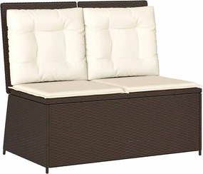 vidaXL Bancă de grădină rabatabilă cu perne, maro, poliratan