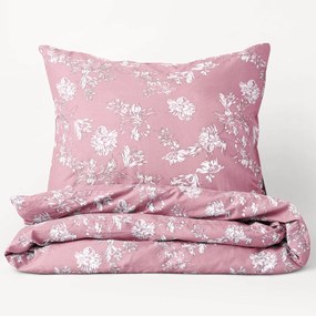 Goldea lenjerie de pat de lux din bumbac satinat - model 1004 crini pe roz 140 x 200 și 70 x 90 cm