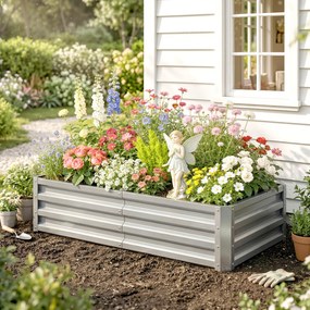 Outsunny 4' x 2' x 1' Pat de Gradina Galvanizat Inaltat, Cutie de Plantare din Metal Pat Inaltat pentru Legume, Flori, Plante si Plante Aromatice, Verde | Aosom Romania