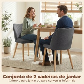 HOMCOM Set 2 Scaune Moderne cu Tapițerie din In, Șezut Confortabil, Spătar Curbat, Picioare din Lemn, Asamblare Ușoară pentru Bucătărie, Cameră, Living. | Aosom Romania