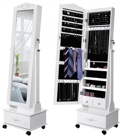 OGA204 - Oglinda caseta de bijuterii cu LED, dulap, dulapior cu picioare dormitor, dressing - Alb