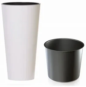 Ghiveci de flori TUBUS SLIM cu inserție 30 cm, albmat, 4HOME