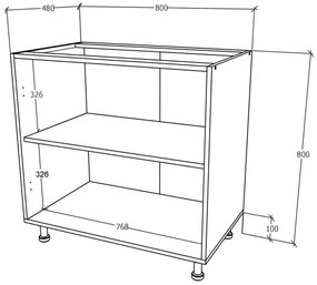 Corp Baza Karo, 2 Usi, Lemn Natural/Alb, 80 x 50 x 80 cm