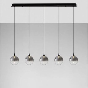 Lustra moderna cu 5 pendule LED, Metal, Sticla, Fumuriu, ORENDA