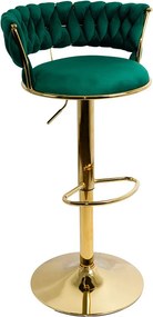 Scaun de bar Trieste, verde, catifea