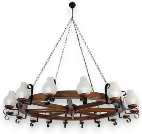Candelabru rustic fabricat manual din lemn Roata 16L