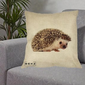 Perna Decorativa Arici Fotorealist, 40x40 cm, Crem, Husa Detasabila, Perna Inclusa, BEKZ®