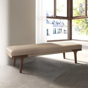 Bancheta din lemn si piele sintetica Mink