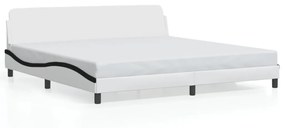 373264 vidaXL Cadru de pat cu tăblie alb și negru 200x200cm piele artificială
