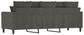 Canapea cu 3 locuri, gri inchis, 180 cm, material catifea Morke gra, 198 x 77 x 80 cm